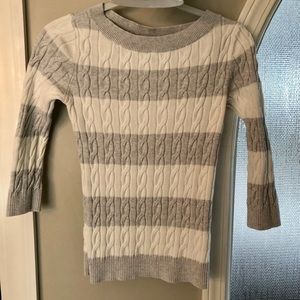 Ann Taylor LOFT Grey and White Striped Sweater
